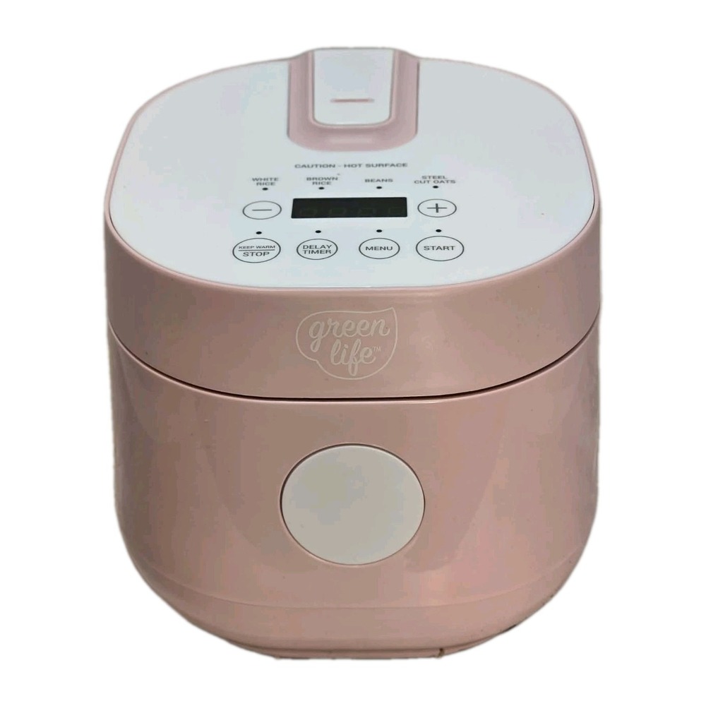 GreenLife Pink Rice Cooker Digital 2 Cup Compact Kitchen Appliance GUC 🍚